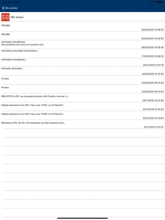 Servicios Personales UPO iPad  Screenshots