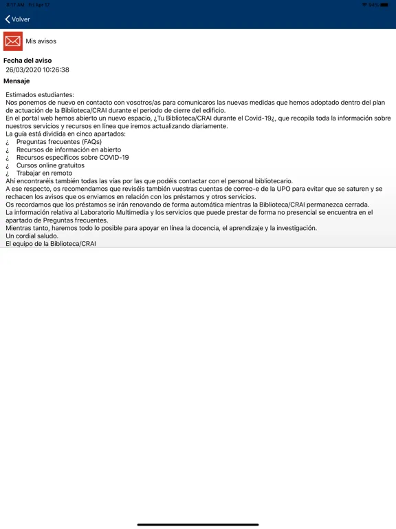 Servicios Personales UPO iPad  Screenshots