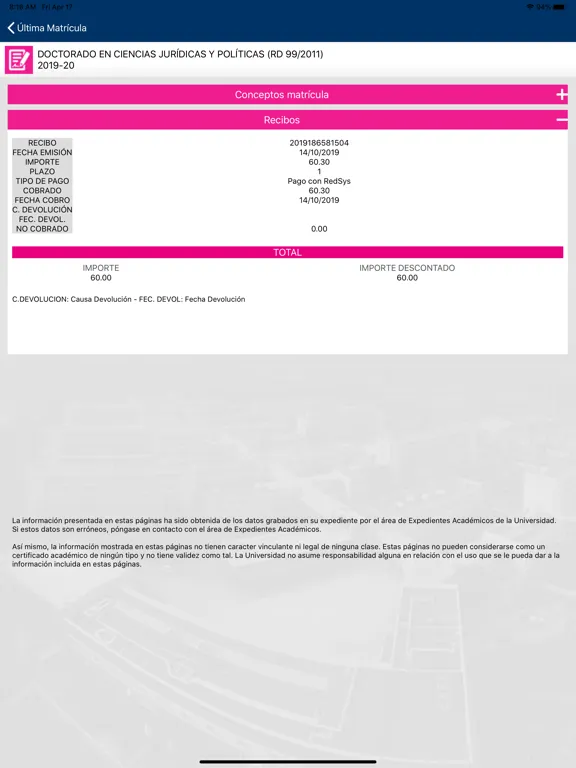 Servicios Personales UPO iPad  Screenshots