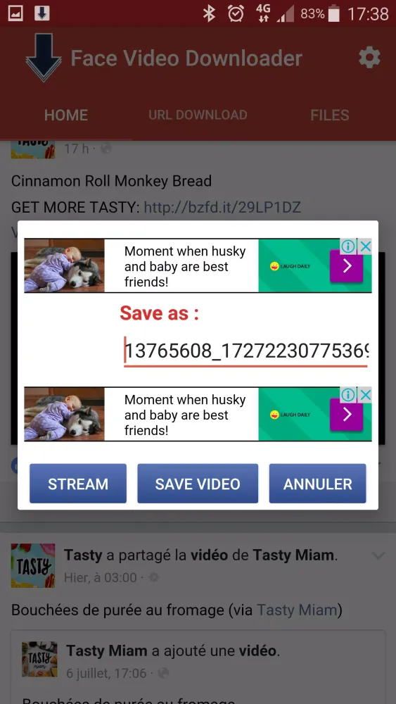 Ảnh chụp màn hình của face video downloader