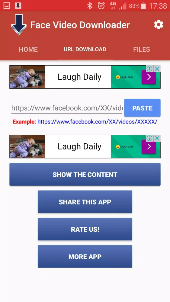 Ảnh chụp màn hình của face video downloader