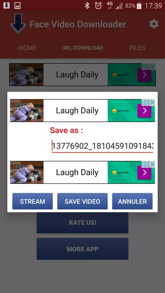Ảnh chụp màn hình của face video downloader