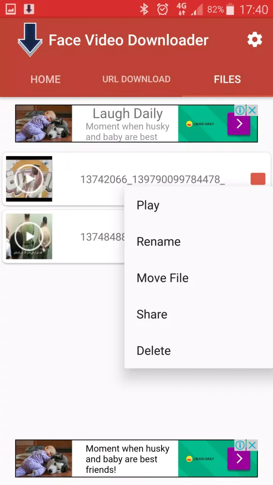 Ảnh chụp màn hình của face video downloader