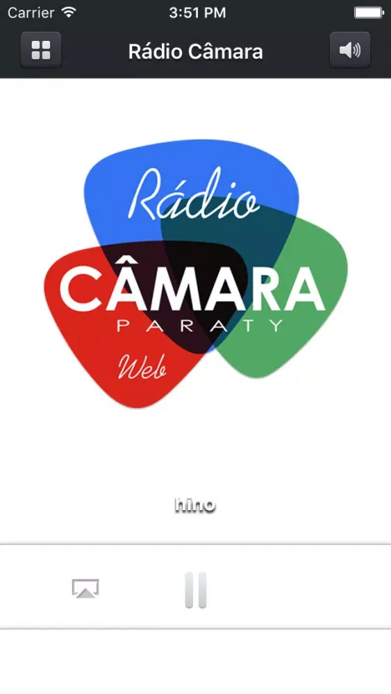 Capturas de tela do Rádio Câmara