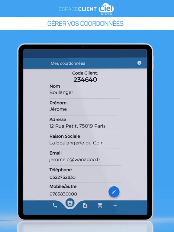 Ciel Telecom Espace Client iPad  Screenshots