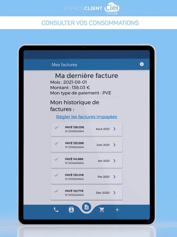Ciel Telecom Espace Client iPad  Screenshots