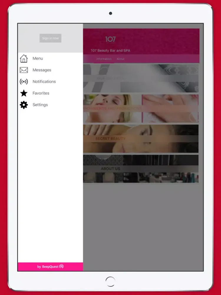 Ảnh chụp màn hình của 107 Beauty Bar and SPA iPad 