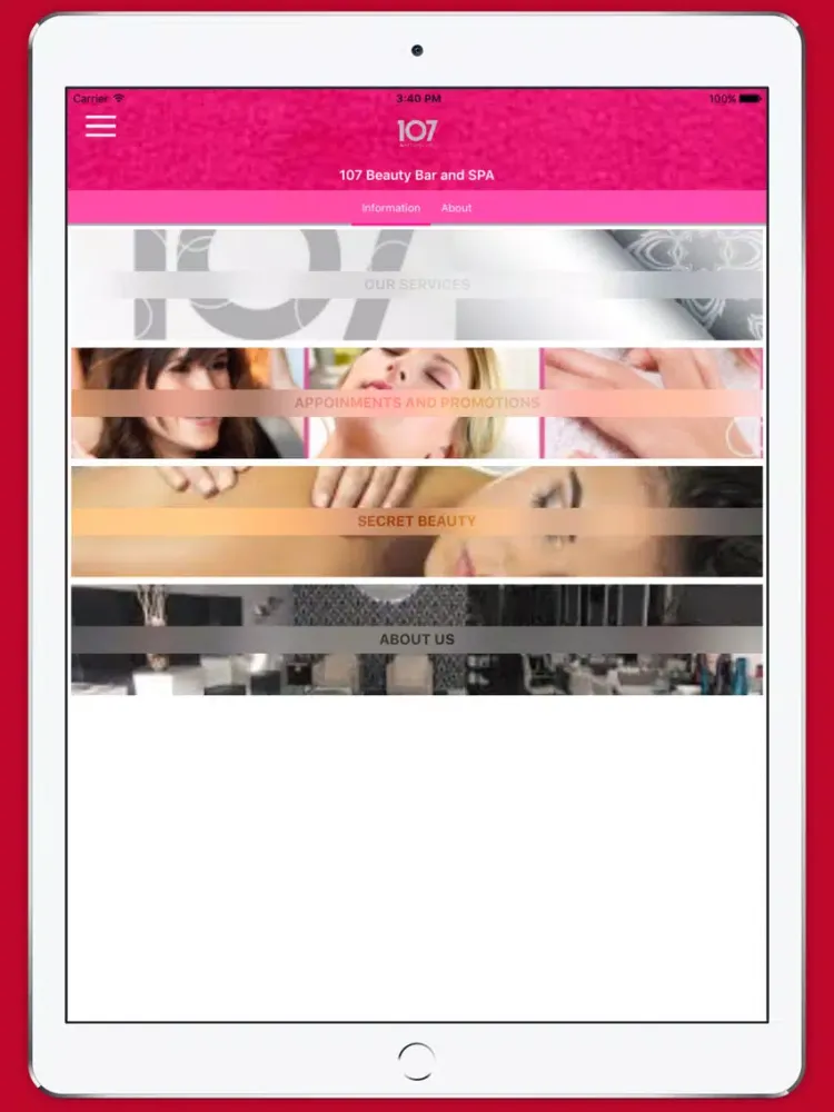 Ảnh chụp màn hình của 107 Beauty Bar and SPA iPad 