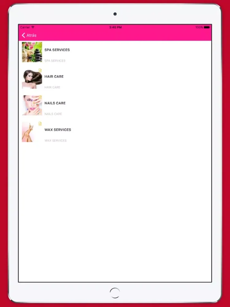 Ảnh chụp màn hình của 107 Beauty Bar and SPA iPad 