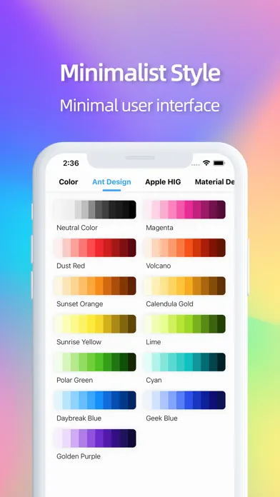 Capturas de tela do Color Palette - Color schemes