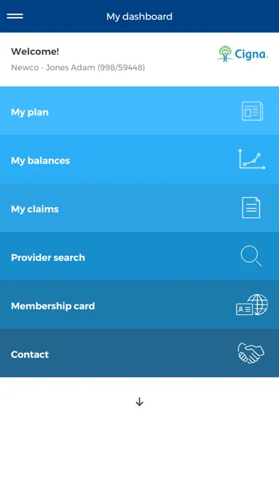 Capturas de tela do Cigna Health Benefits