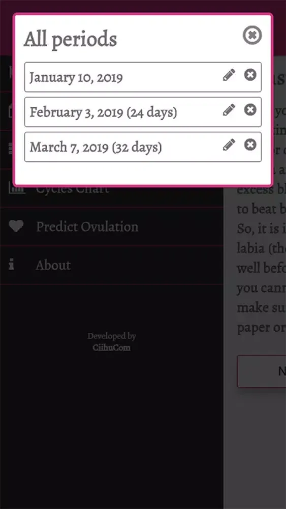 ภาพหน้าจอของ Ezee Ovulation Predictor