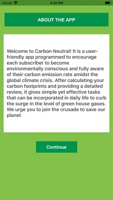 Capturas de tela do Carbon Neutral