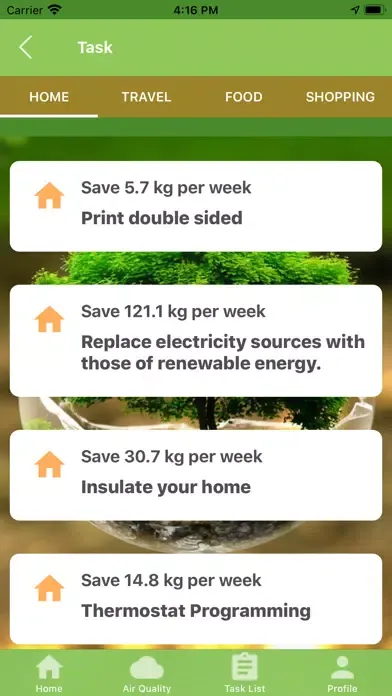 Capturas de tela do Carbon Neutral