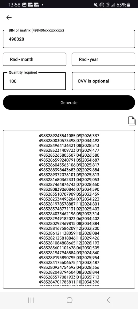 Credit card tools - Bin Check Screenshots