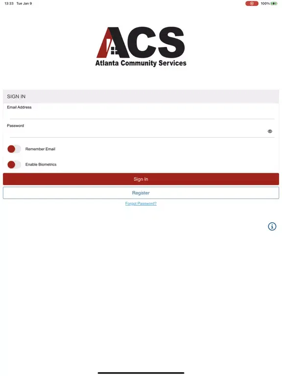 Tangkapan layar ACS Communities App iPad 