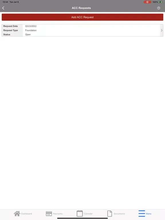 Tangkapan layar ACS Communities App iPad 