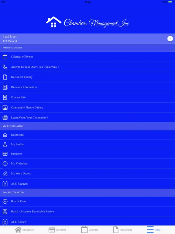 Tangkapan skrin Chambers Management Inc iPad 