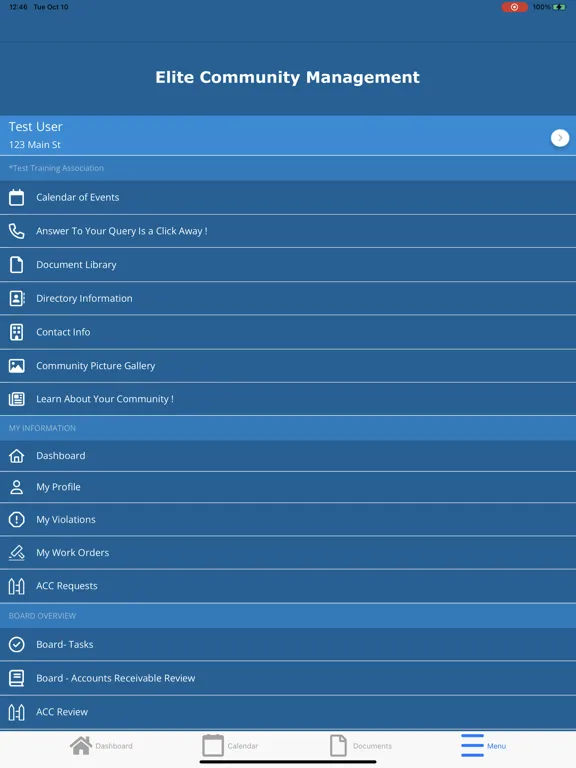 Elite Community Mgmt App iPad  Screenshots