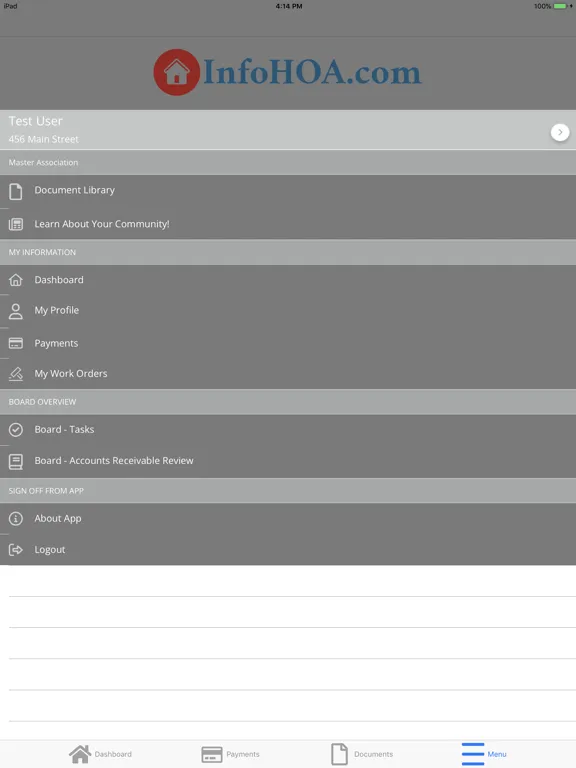 InfoHOA.com Homeowner App iPad  স্ক্রিনশট