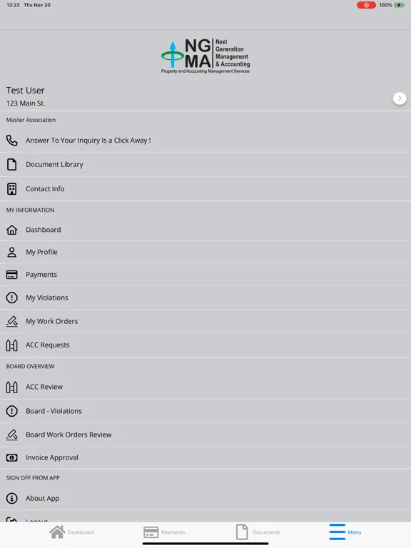 Next Generation Management iPad  スクリーンショット