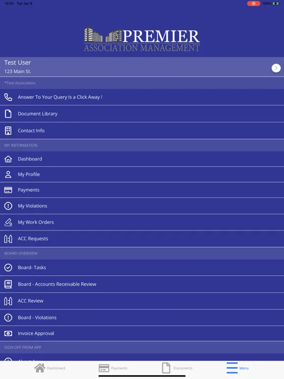 صور My Premier Assn Mgmt App iPad 