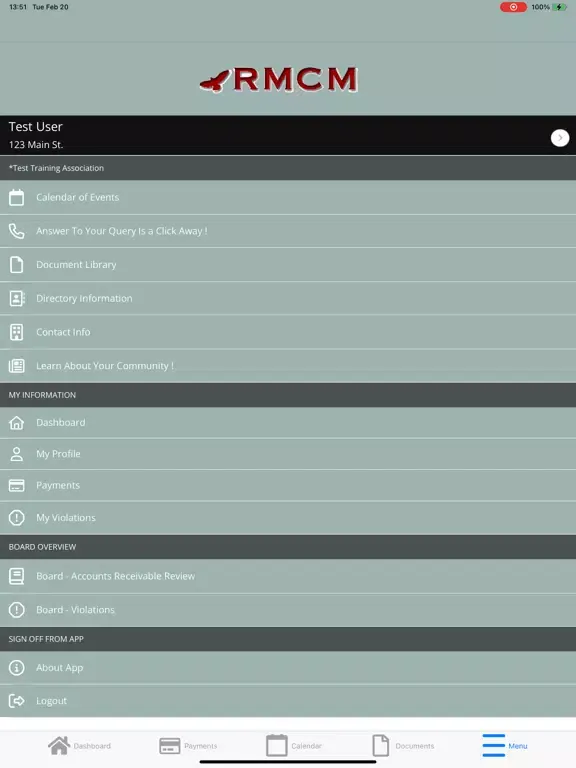 ภาพหน้าจอของ Red Mtn Community Management iPad 