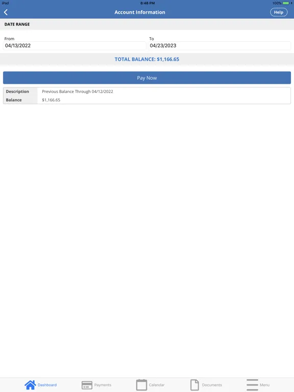 Tangkapan layar RowCal iPad 