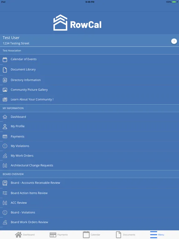 Tangkapan layar RowCal iPad 