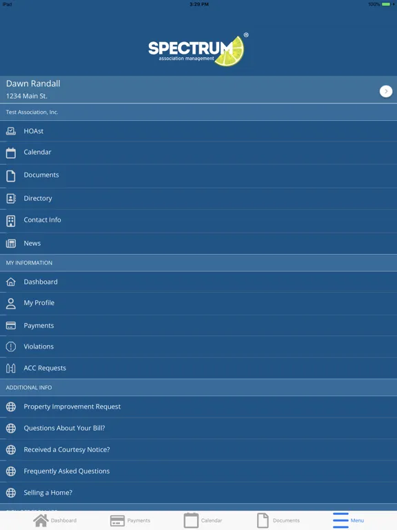 Spectrum HOA iPad  Screenshots