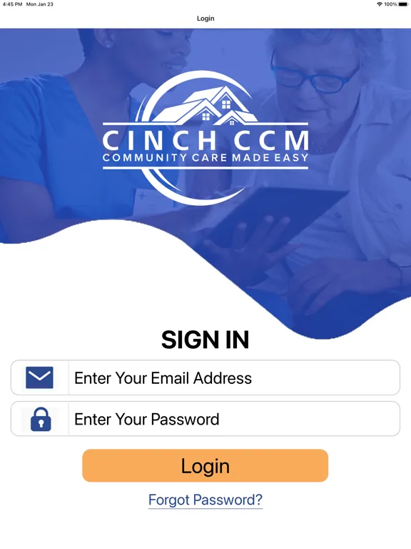 Tangkapan skrin CINCH CCM Caregiver iPad 