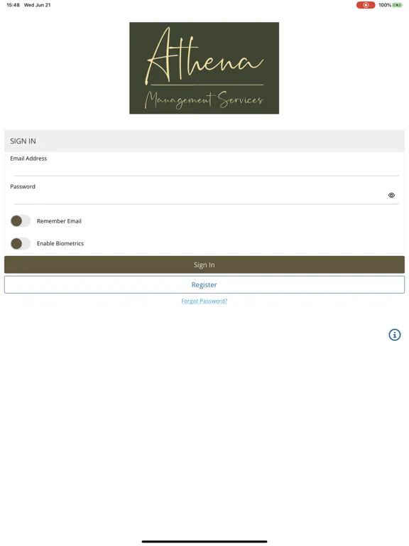 Tangkapan layar Athena Mgmt Srvcs iPad 
