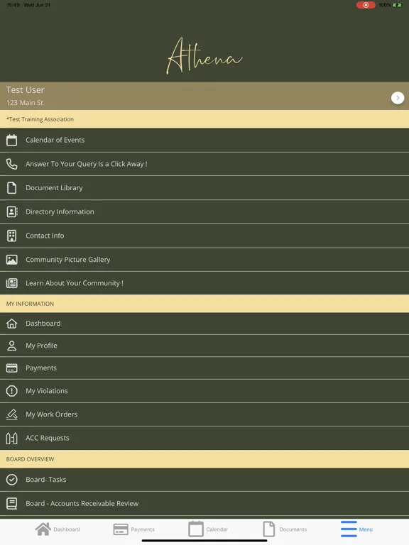 Tangkapan layar Athena Mgmt Srvcs iPad 
