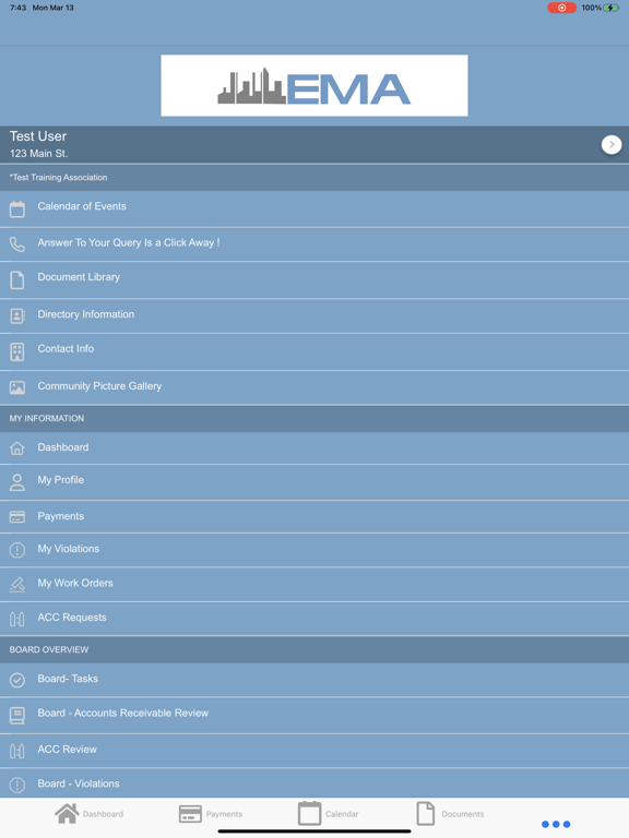 Tangkapan skrin Excel Management Associates iPad 