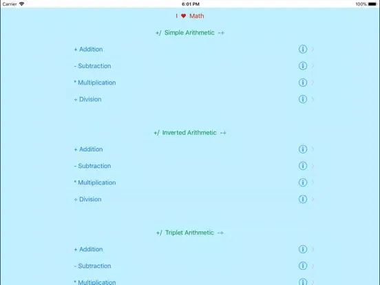 Capturas de tela do ILoveMathQuiz iPad 