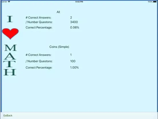 Capturas de tela do ILoveMathQuiz iPad 