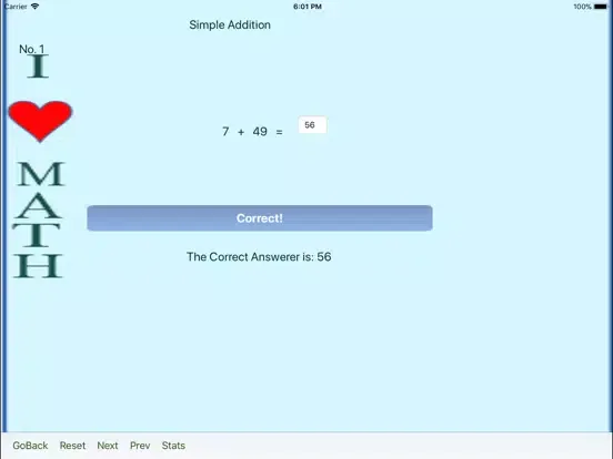 Capturas de tela do ILoveMathQuiz iPad 