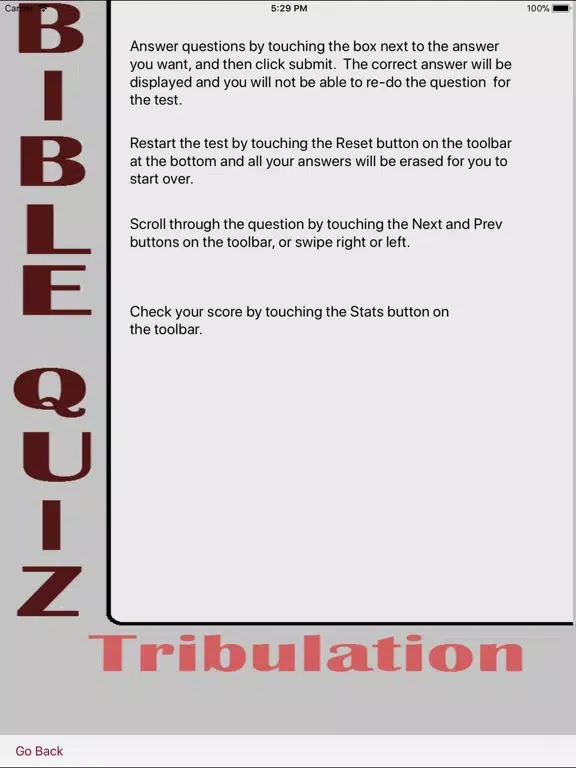 Captures d'écran de Tribulation Bible Quiz iPad 