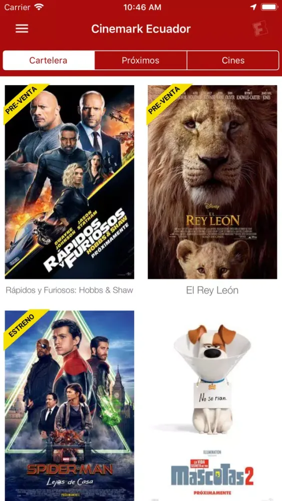 Captures d'écran de Cinemark Ecuador