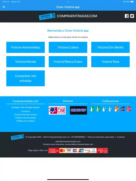 Cines Victoria app iPad  Screenshots