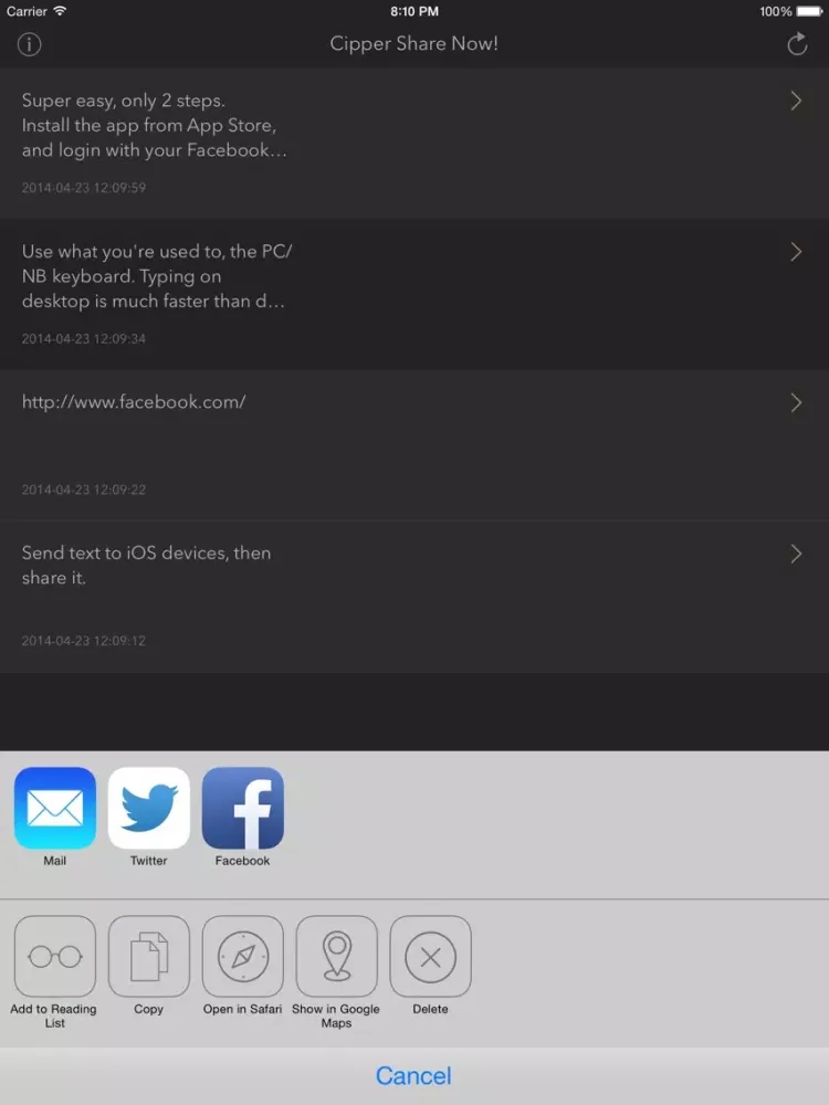 Capturas de pantalla de Share Now! iPad 