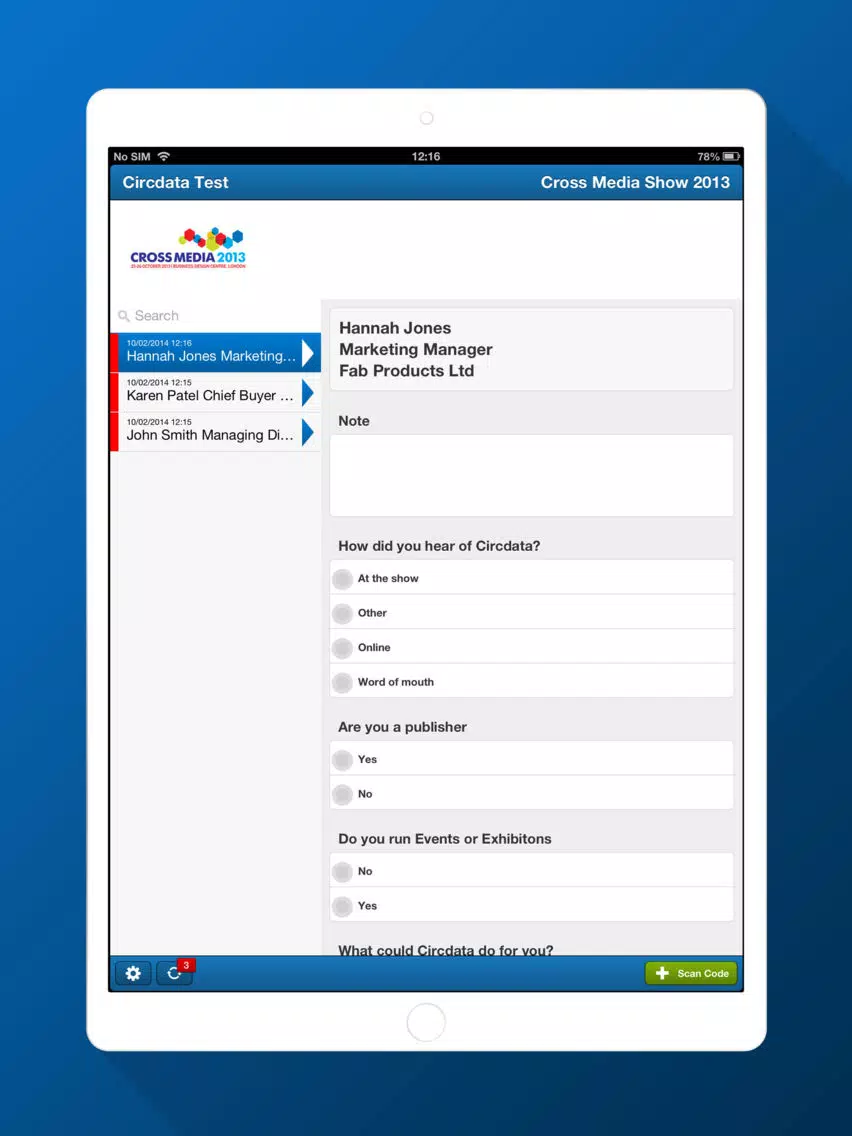 Circdata LiveLeads iPad  سکرین شاٹس