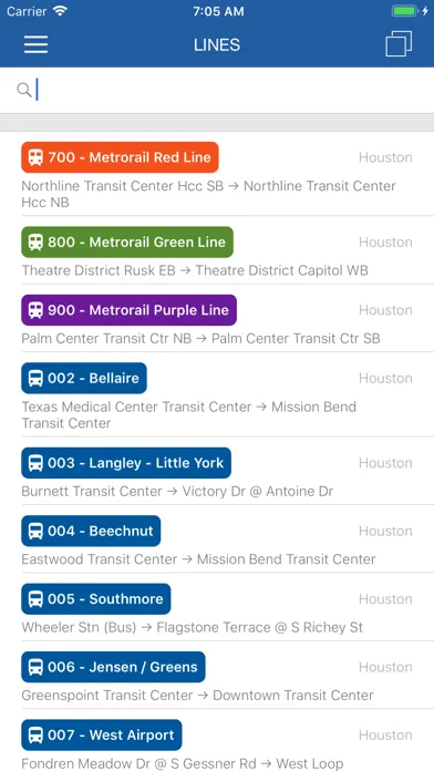 Tangkapan layar ezRide Houston METRO - Transit