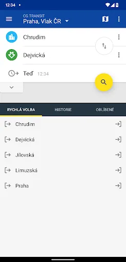 Tangkapan skrin Offline Jízdní řády CG Transit