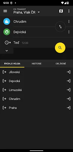 Tangkapan skrin Offline Jízdní řády CG Transit