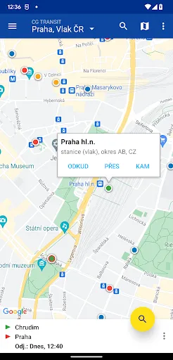 Tangkapan skrin Offline Jízdní řády CG Transit