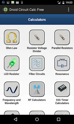 Droid Circuit Calc Pro Screenshots
