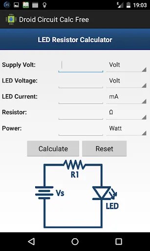 Droid Circuit Calc Pro Screenshots