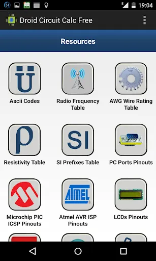 Droid Circuit Calc Pro Screenshots