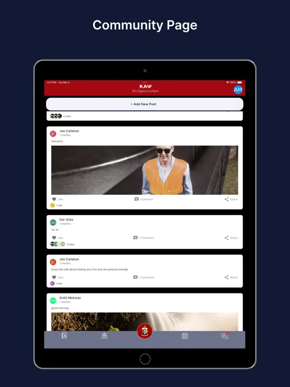 Tangkapan layar Fraternity App iPad 